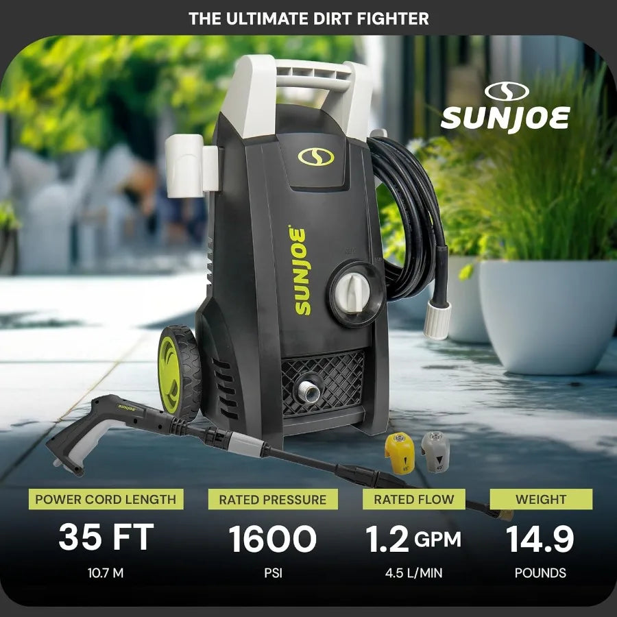 Electric Pressure Washer 1850 Max PSI Black for Cars Fences Patios All Uses with GFCI Cord Adjustable Spray Wand Total Stop Sys