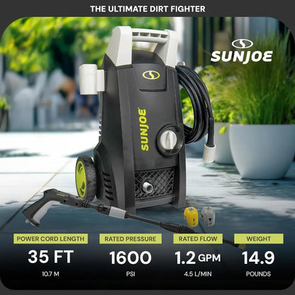 Electric Pressure Washer 1850 Max PSI Black for Cars Fences Patios All Uses with GFCI Cord Adjustable Spray Wand Total Stop Sys