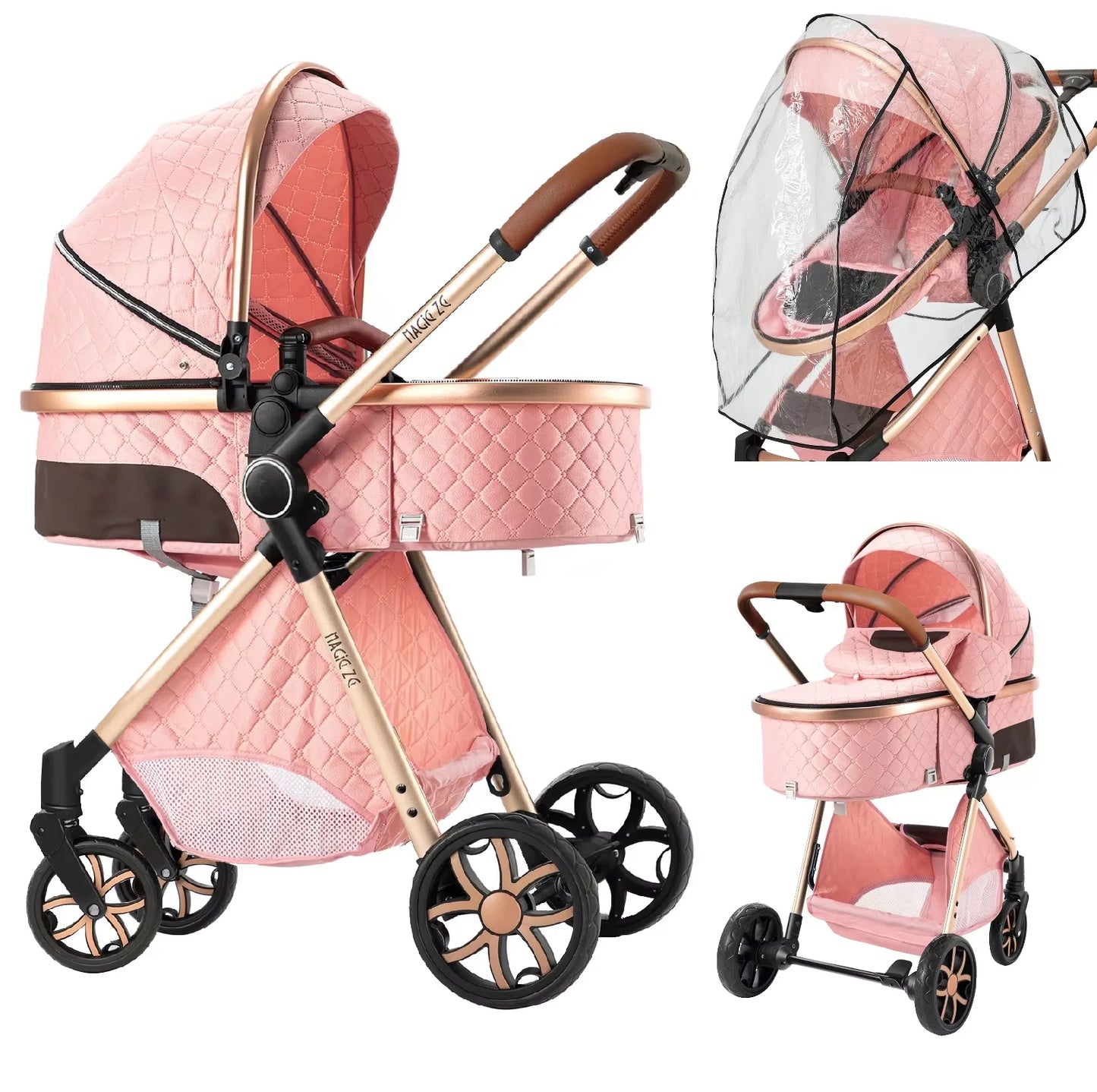 2-in-1 Portable Baby Stroller Foldable Pushchair Lightweight Travel System Pram Newborn Buggy  New Model Carriage