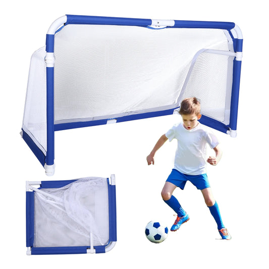 Folding Mini Football Soccer Ball Plastic Removable Goal Post Net Foldable Football Goal Indoor Outdoor Training Games for Kids