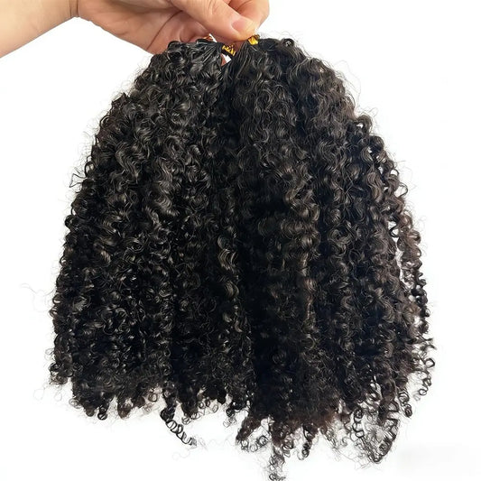 240g Afro Kinky Curly Knotless Pre-Separated Crochet Human Hair Extensions Reusable Kinky Curly Feather Line Hair Natural Color