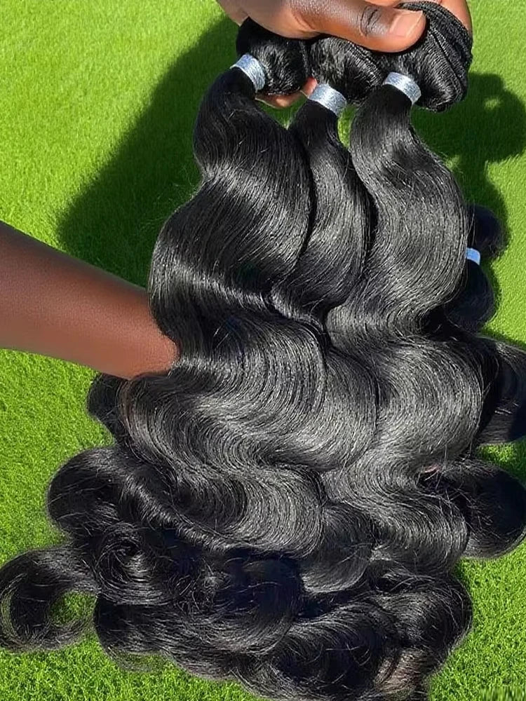 Indian Human Hair Bundles Body Wave 26 28 30 inch Virgin Human Hair 3 4 Bundles For Women Sew In Quick Weave Raw Hair Extensions