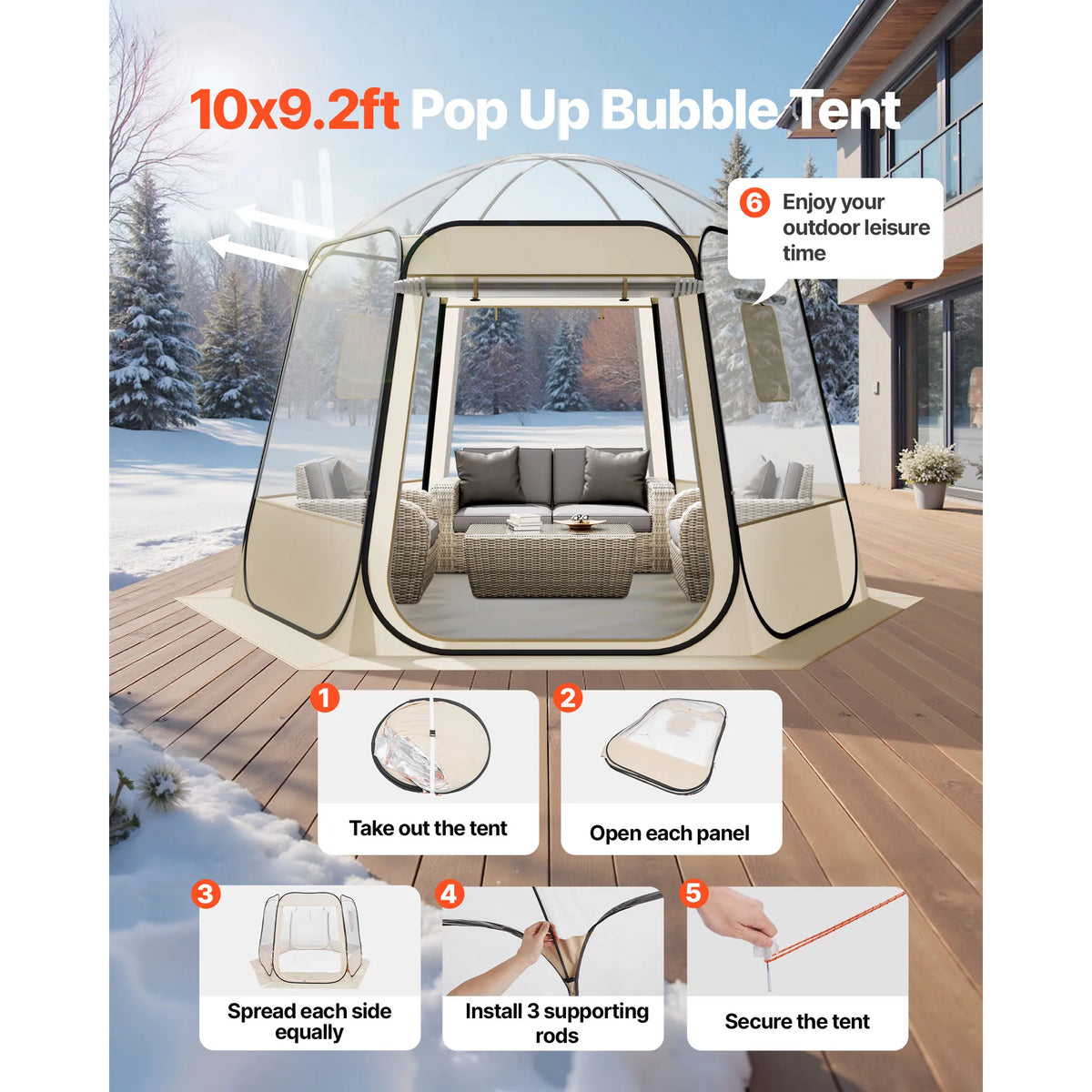 SucceBuy Pop up Bubble Tent Waterproof & UV-Resistant Clear Camping Tent Shelter Outdoor Garden Dome Igloo Tents with Windows
