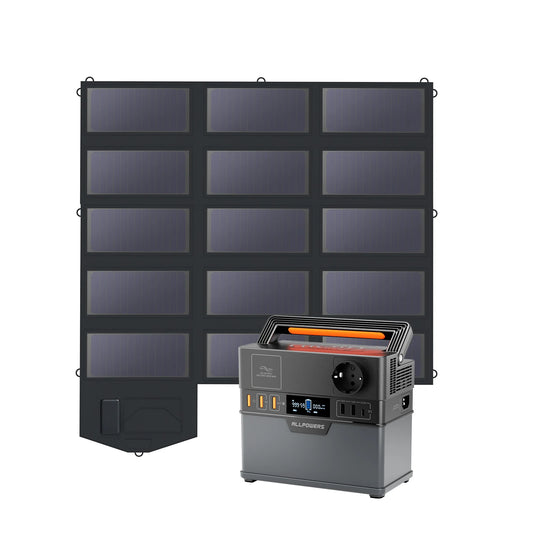 ALLPOWERS S300 PLUS Portable Power Station 288Wh Solar Generator & SP012 100W Foldable Solar Panel for Travel Camping RV Garden
