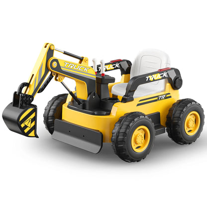 LIGIANT 12V 4WD Ride On Excavator for Kids, 4x75W Motor, 10Ah Battery, Electric Arm, Remote, Bluetooth, Xmas Gift Ages 3-8