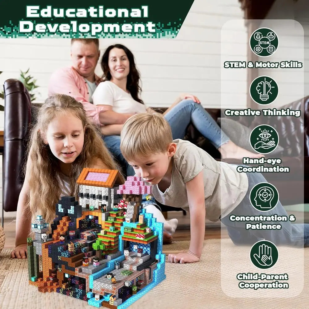Magnetic Building Blocks Set - 300 Pieces, STEM Toys for Kids, Montessori Sensory Gifts for Ages 3-10