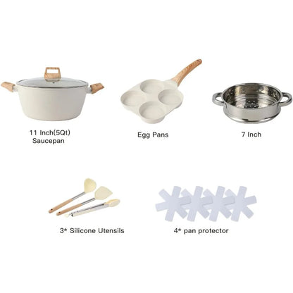 21PCS Pots and Pans Set Non Stick Cookware Set Nonstick with Cooking Set