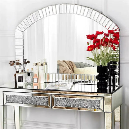 Large Wall Mirror 100 x 70cm Arched Venetian Mirror with Beveled Glass Frame Accent Mirror for Entry Living Room Bathroom Decor