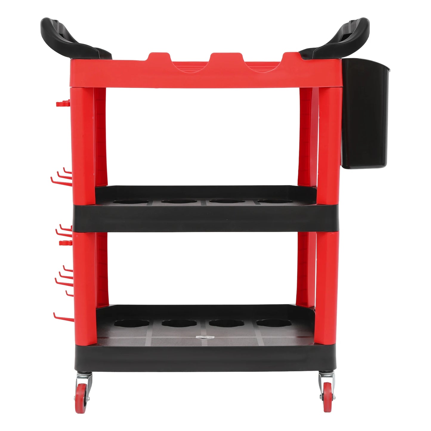 3 Tier Rolling Tool Cart, Folding Hand Truck, 300lb Capacity, Plastic Utility Cart, with Hooks, Mobile Transport Organizer