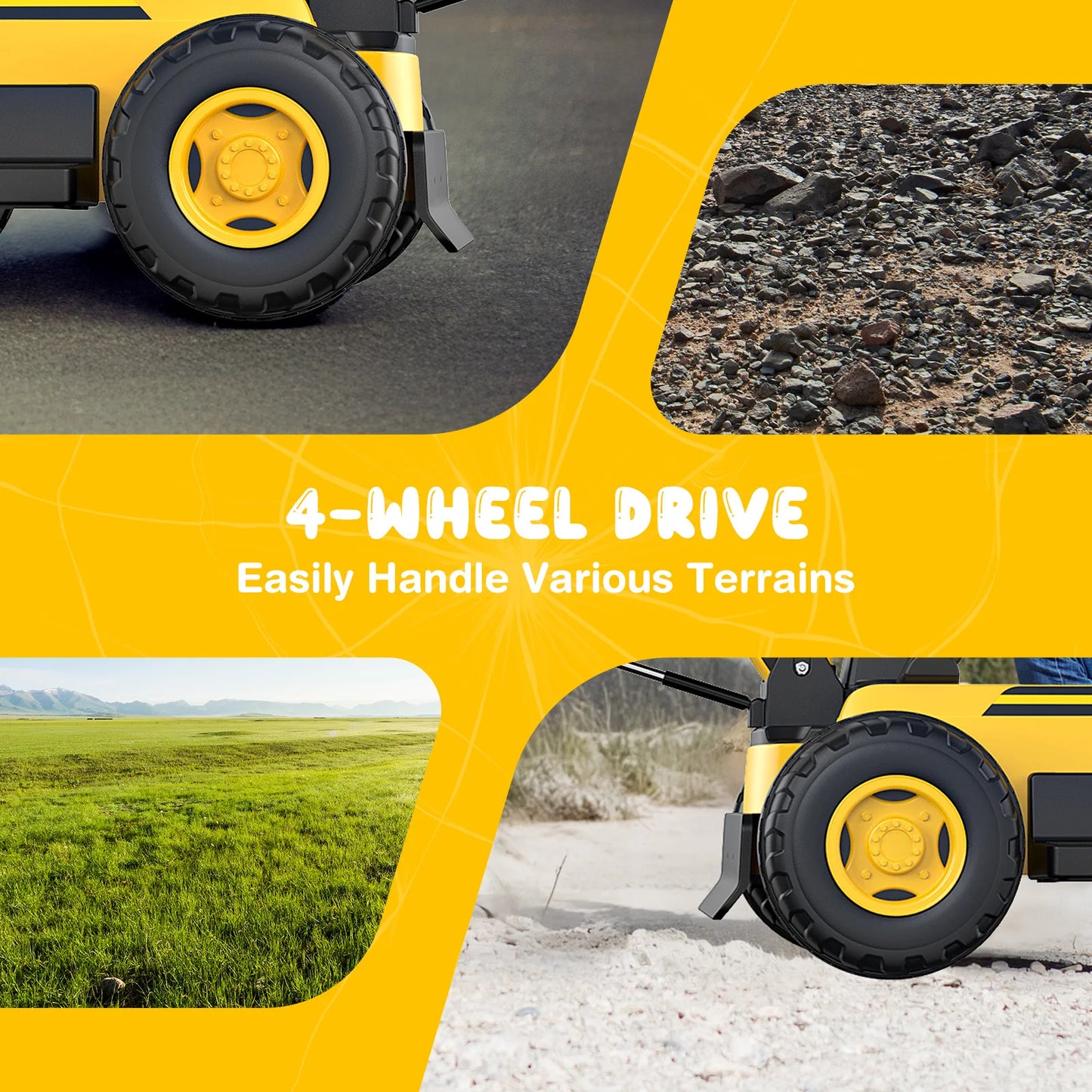 LIGIANT 12V 4WD Ride On Excavator for Kids, 4x75W Motor, 10Ah Battery, Electric Arm, Remote, Bluetooth, Xmas Gift Ages 3-8