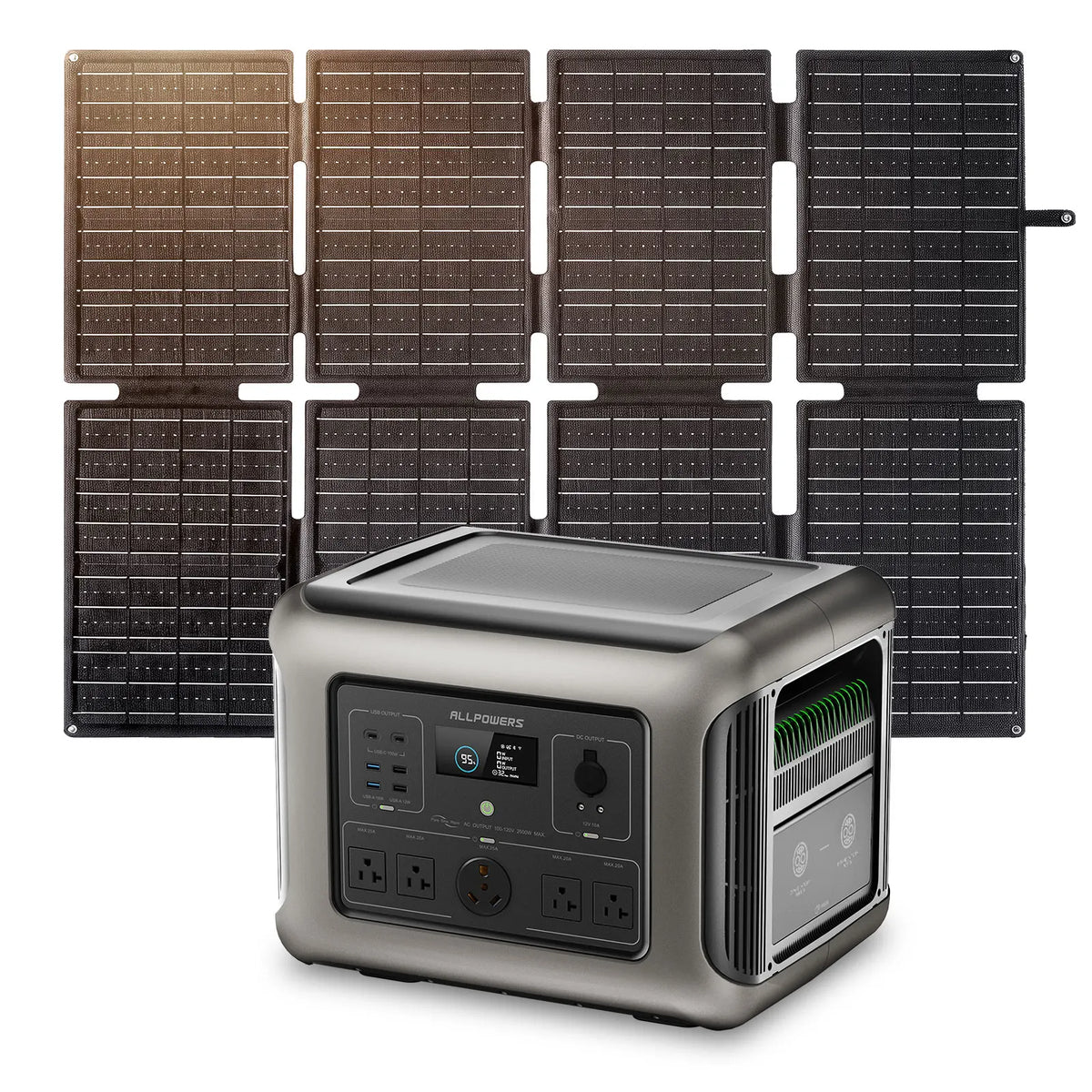 ALLPOWERS R2500 Portable Power Station 1920Wh LiFePO4 Battery Solar Generator & SE160 Solar panel for Home Backup RV Camping