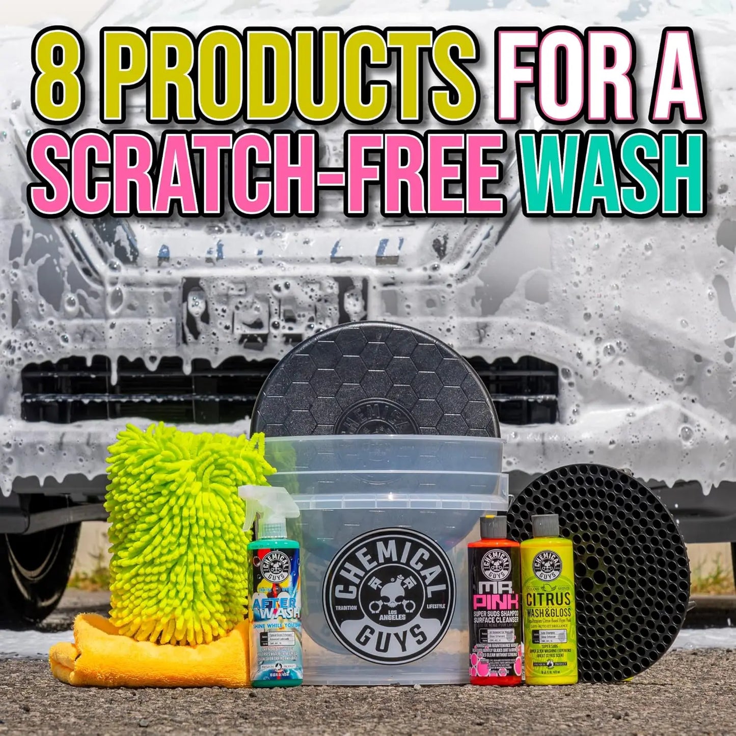 Complete Car Wash Kit with Soap, Bucket & 8 Essential Tools for Vehicles
