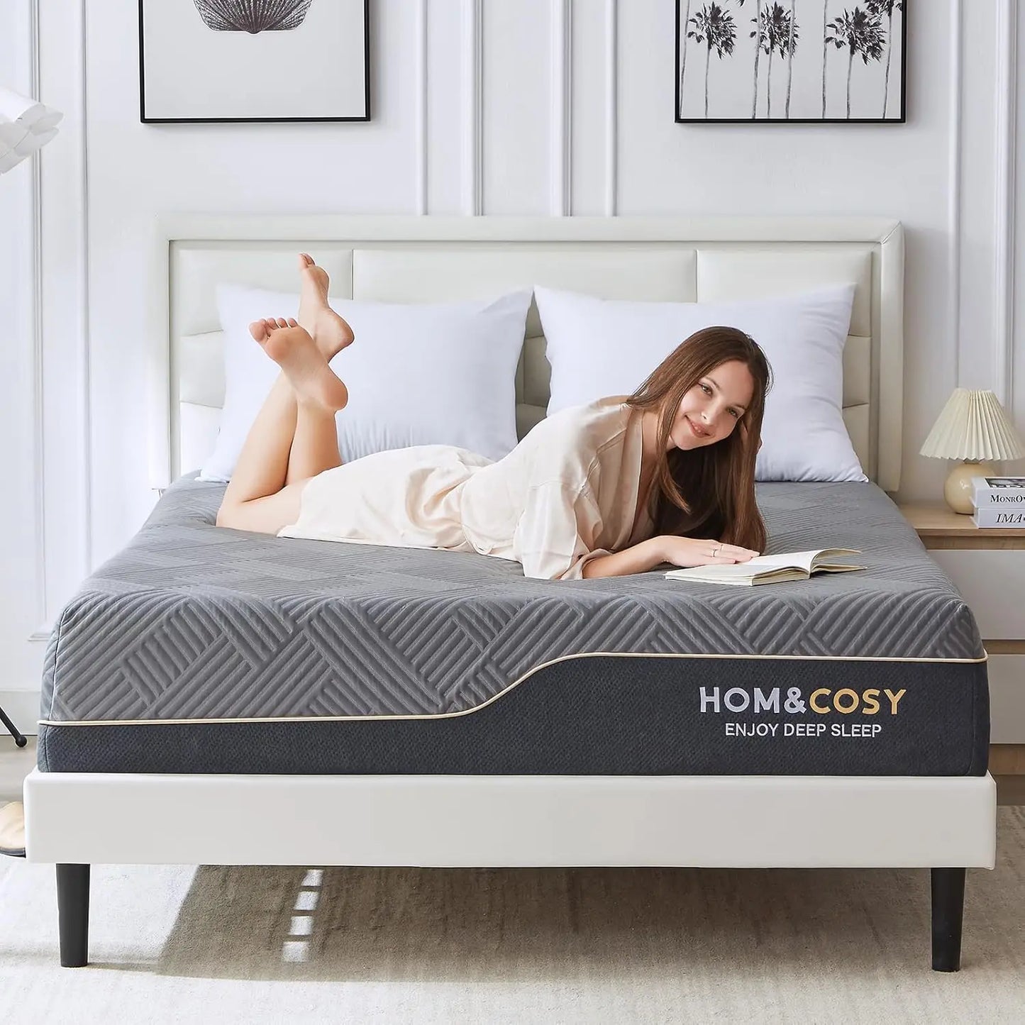 Hcore 10 Inch Queen Size Mattress, Luxury Cooling Gel Green Tea Memory Foam Firm Mattress, Medium Firm to Firm Mattress.