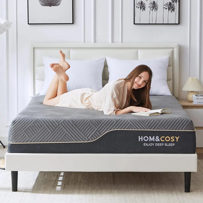 Hcore 10 Inch Queen Size Mattress, Luxury Cooling Gel Green Tea Memory Foam Firm Mattress, Medium Firm to Firm Mattress.