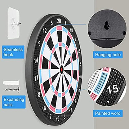 18Inch No Electronic Dart Board for Soft Tip Darts Set with Classic Style Includes 6 Pcs Plastic Darts with Extra Soft Tips Pin