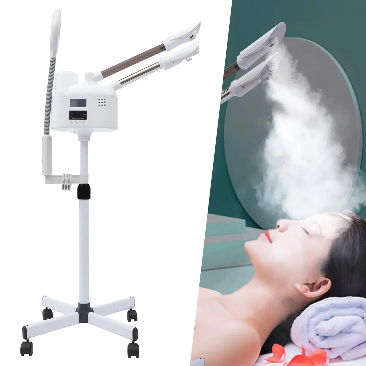 750W White Facial Steamer, Beauty Salon Spa Skin Care Instrument Ozone Facial Steamer Sprayer, Face Humidifier, for Home, Beauty