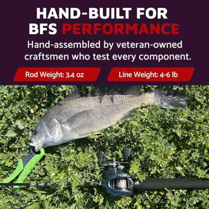 High Performing BFS Fishing Rod - 40 Ton Graphite Blank with EVA Grip, D-1 Sea Guides gs - Premium One-Piece Fishing Rod for