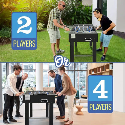SereneLife 48in Foosball Table, Competition Sized Set with 2 Balls and 2 Cup Holders for Indoor Family Arcade Game Room