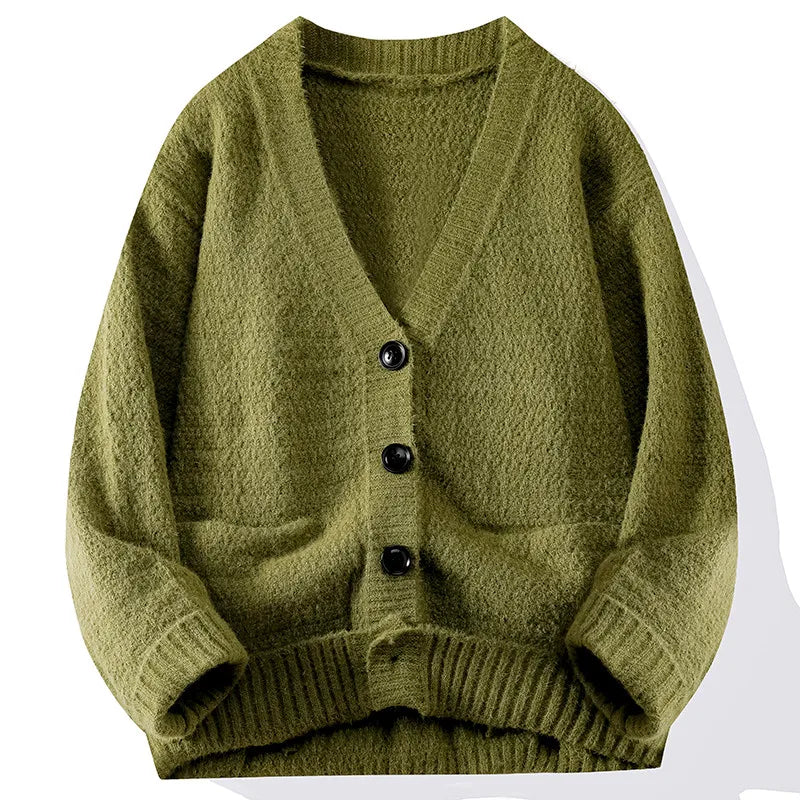 Cardigan V-neck Sweater Men Autumn Winter Fashion All Loose Casual Knitwear High-quality Fabric Comfortable Skin Breathable Coat