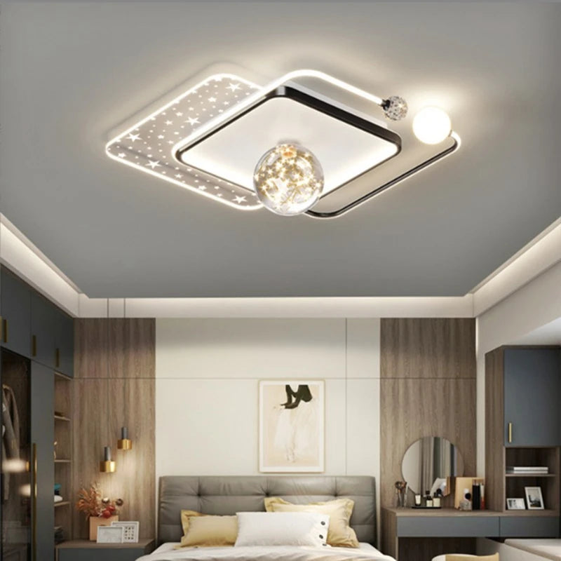 Modern bedroom ceiling light Children's room Round chandelier Creative LED living room interior ceiling decorative lighting