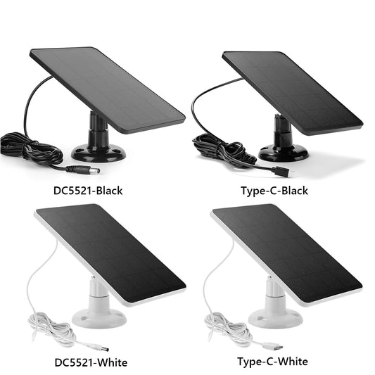 10W 5V Solar Panel for Outdoor Security Camera Waterproof Solar Board Charger With DC5521/USB-C Port for Courtyard Lights