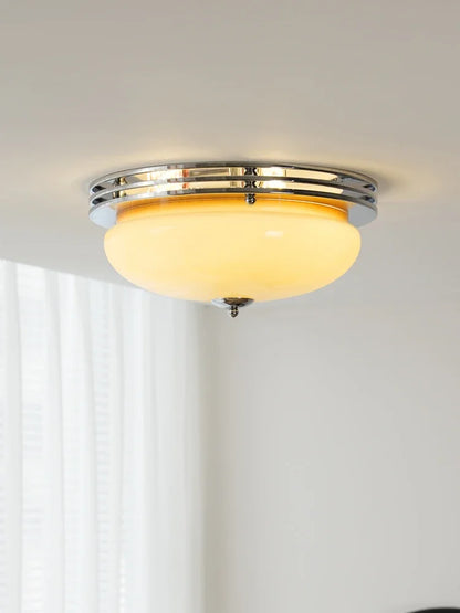 Modern French style bedroom ceiling light Bauhaus retro room light cream wind glass balcony light fixture lamp