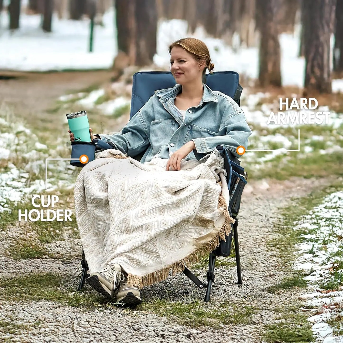 Heated Camping Chair with Adjustable Warmth, High Back Support, 400lbs Capacity, Portable Folding Design for Outdoor Sports