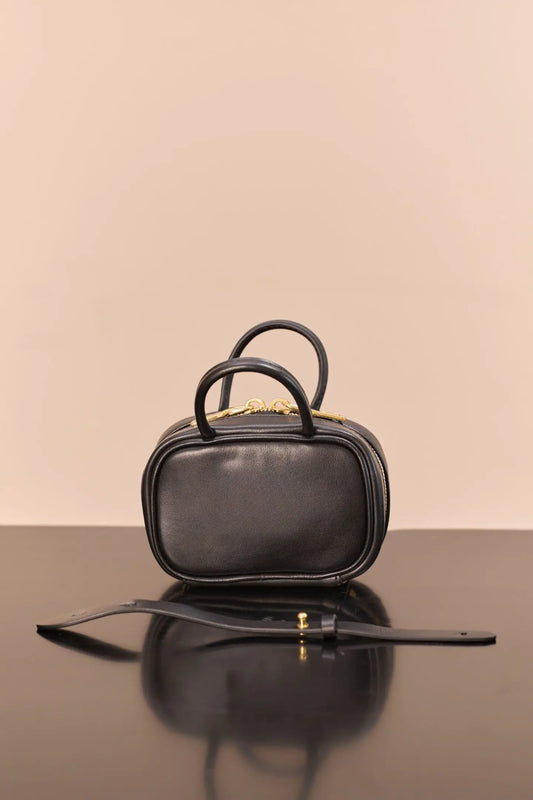 Small Women's Genuine Leather Handbag with Flap Casual Zipper Shoulder Bag for Phone And Makeup Crossbody Stylish Design