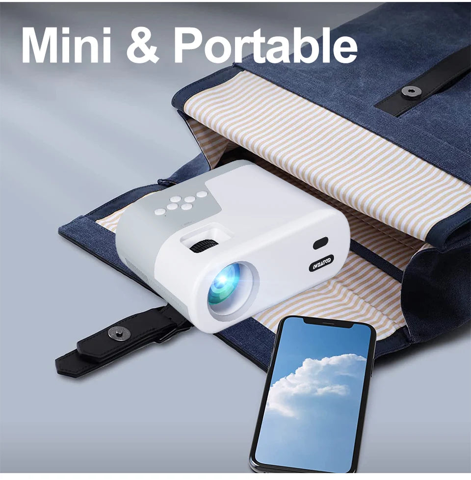 WZATCO DP02W Mini Portable LED Projectors 5G Wifi Bluetooth Mirror Screen Support Full HD 1080P Display Home Theater Beamer