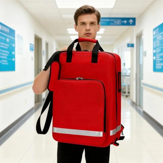 Rolling Medical Bag with Wheels - Large Empty First Aid Kit on Detachable Trolley Portable Nurse Doctor Bag with Removable Divi