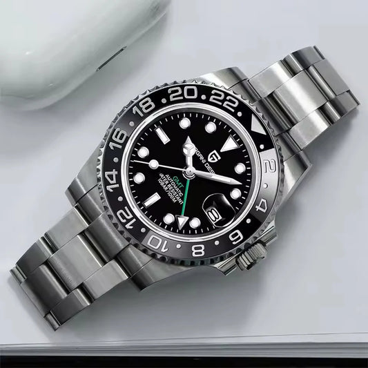 New PAGANI DESIGN GMT Automatic Wristwatch Stainless Steel 100M Waterproof Watch Top Brand 40mm Mechanical luminous Watch Men