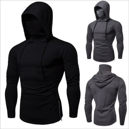 New Embroidery Turtleneck Sweatshirt For Men Japanese Ninja Hoodies Autumn Hip Hop Fleece Pocket Streetwear Oversized Y2K Hoody