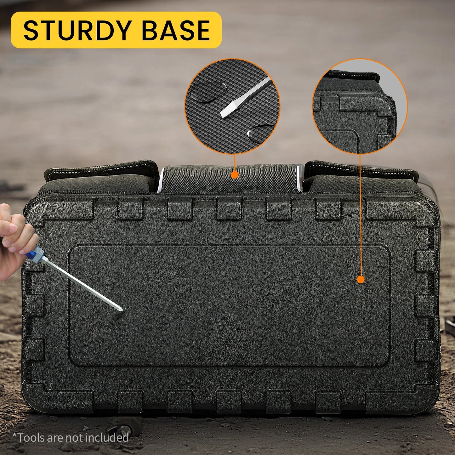 WINHUNT Tool Bag, 18-inch Tool Organisers, 600 Denier Large Tool Bag for Home DIY & Equipment Storage, Yellow and Black