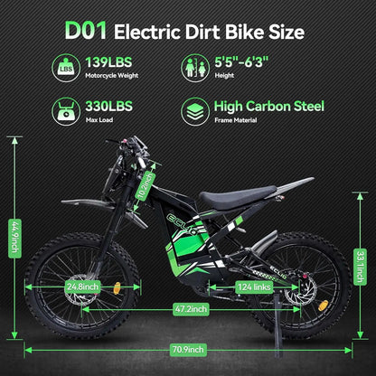 Electric Bike for Adults, Peak-4000W, Max 40MPH and 70Miles Electric Motorcycle,19" Fat Tire Dirt Bike
