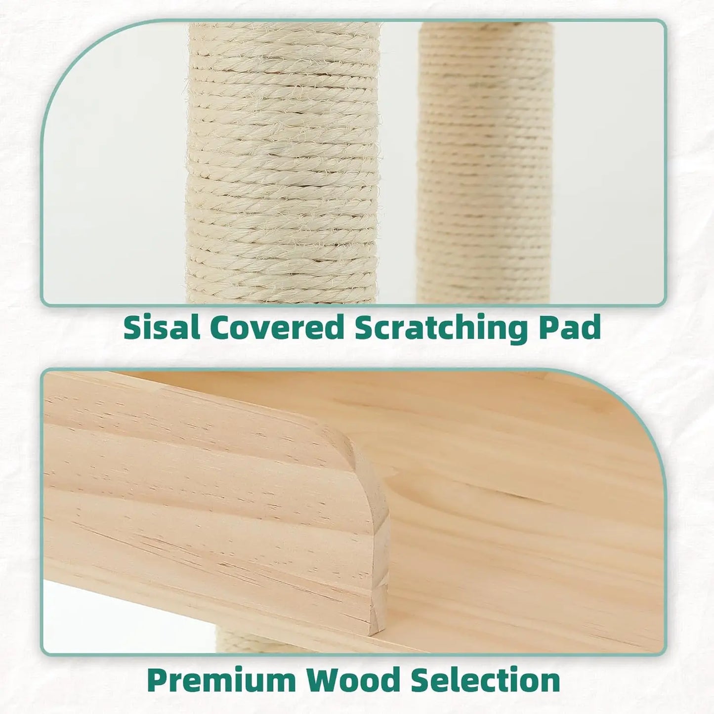 Tall Solid Wood Cat Tree with Litter Box Enclosure, Multi-Level Cat Furniture with Scratching Post and House