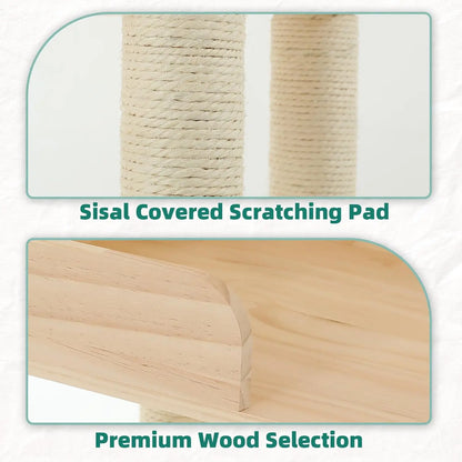 Tall Solid Wood Cat Tree with Litter Box Enclosure, Multi-Level Cat Furniture with Scratching Post and House