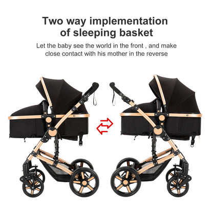 Baby stroller 3 in 1 light carts Newborn Infant baby pram baby strollers with four wheels stroller for luxury baby folding car
