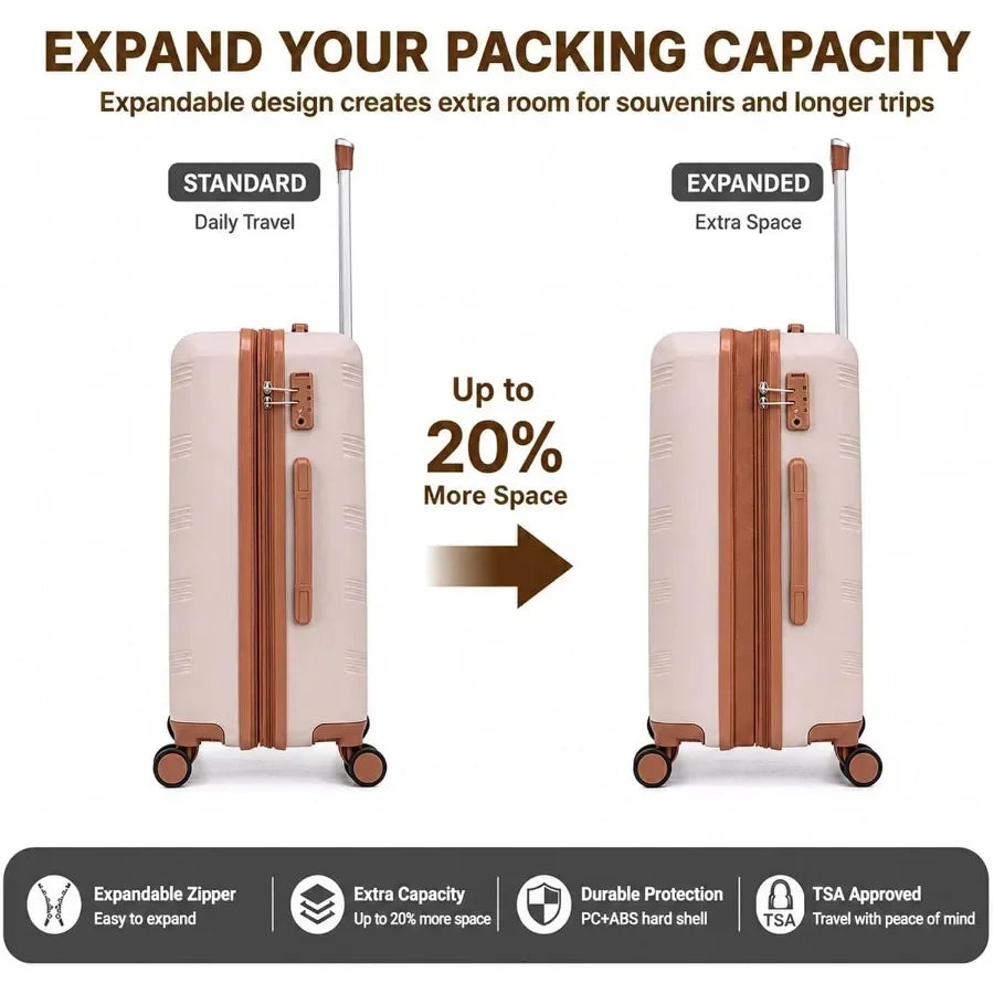 Expandable Luggage Sets Suitcases with Spinner Wheels
