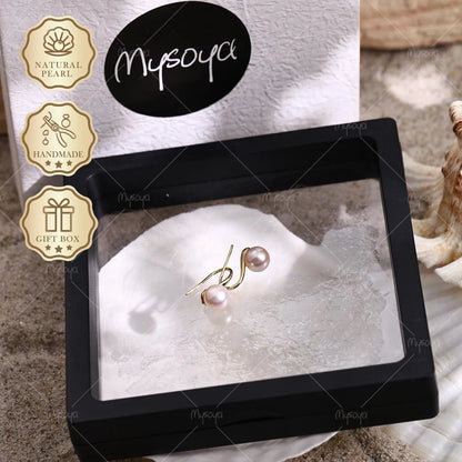 Mysoya Japan Akoya Pearl Stud Earrings 7.5-8mm Golden S925 High Heel Gift Box Valentine's Day Birthday Gift For Her