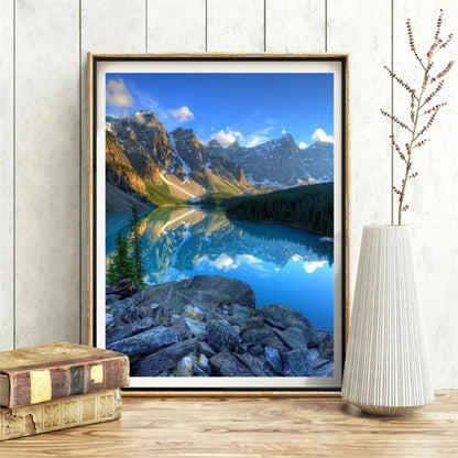 DEKAXID  HUACAN Resin Stones Diamond Painting Mountain lake Landscape Reflection New Arrival Diamond Embroidery Mosaic Sale Room