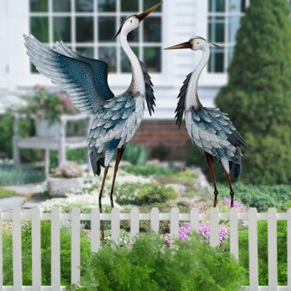 Garden Decor Blue Heron Metal Yard Art38-42" Large Metal Cranes Sculptures and Statues Heron Decoy for Outdoor Indoor Decoratio
