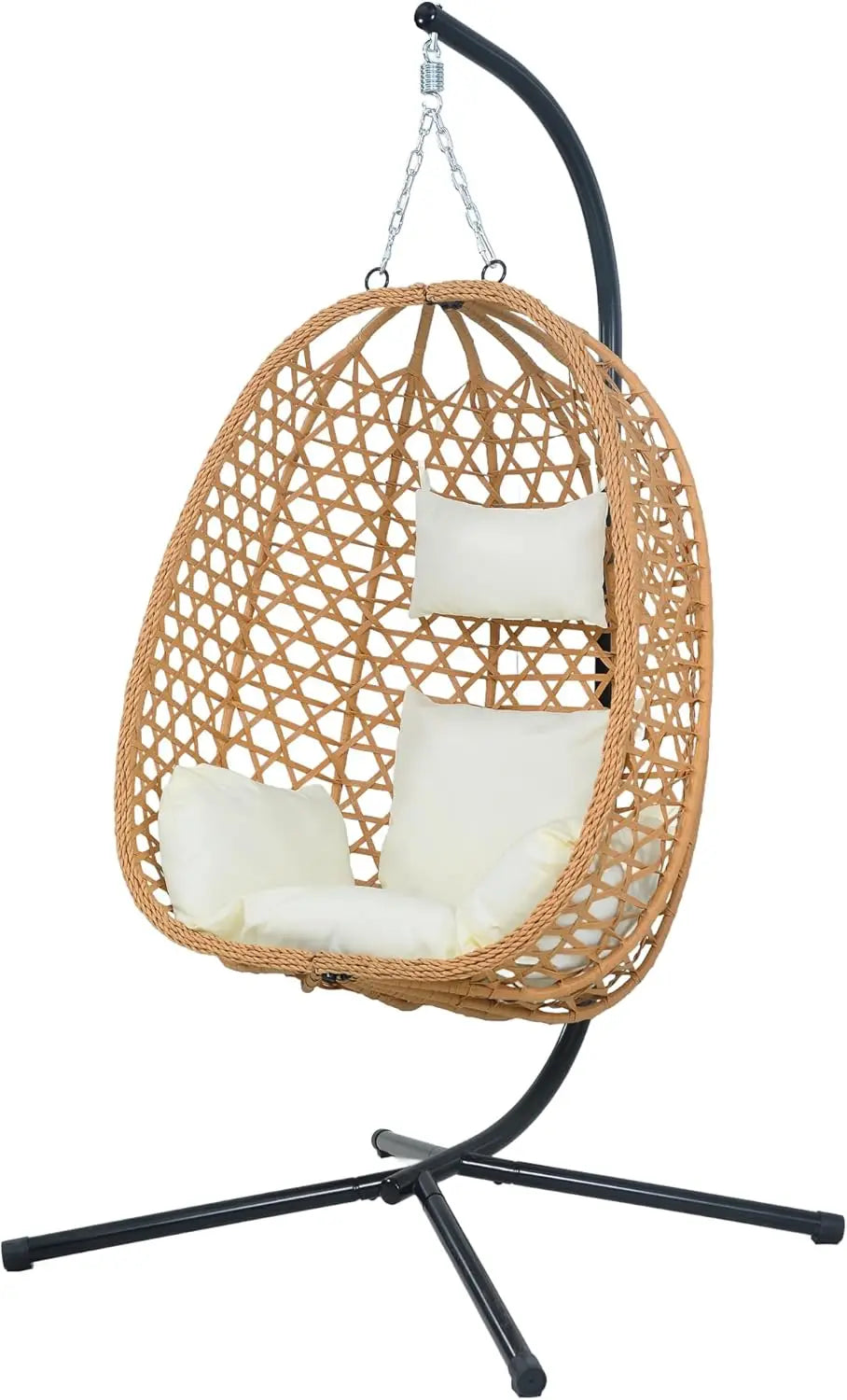 EortheX Hanging Egg Chair with Cushions – Rattan Swing Chair for Patio, Garden, Balcony – Indoor Outdoor Lounge Chair, 350LBS Ca