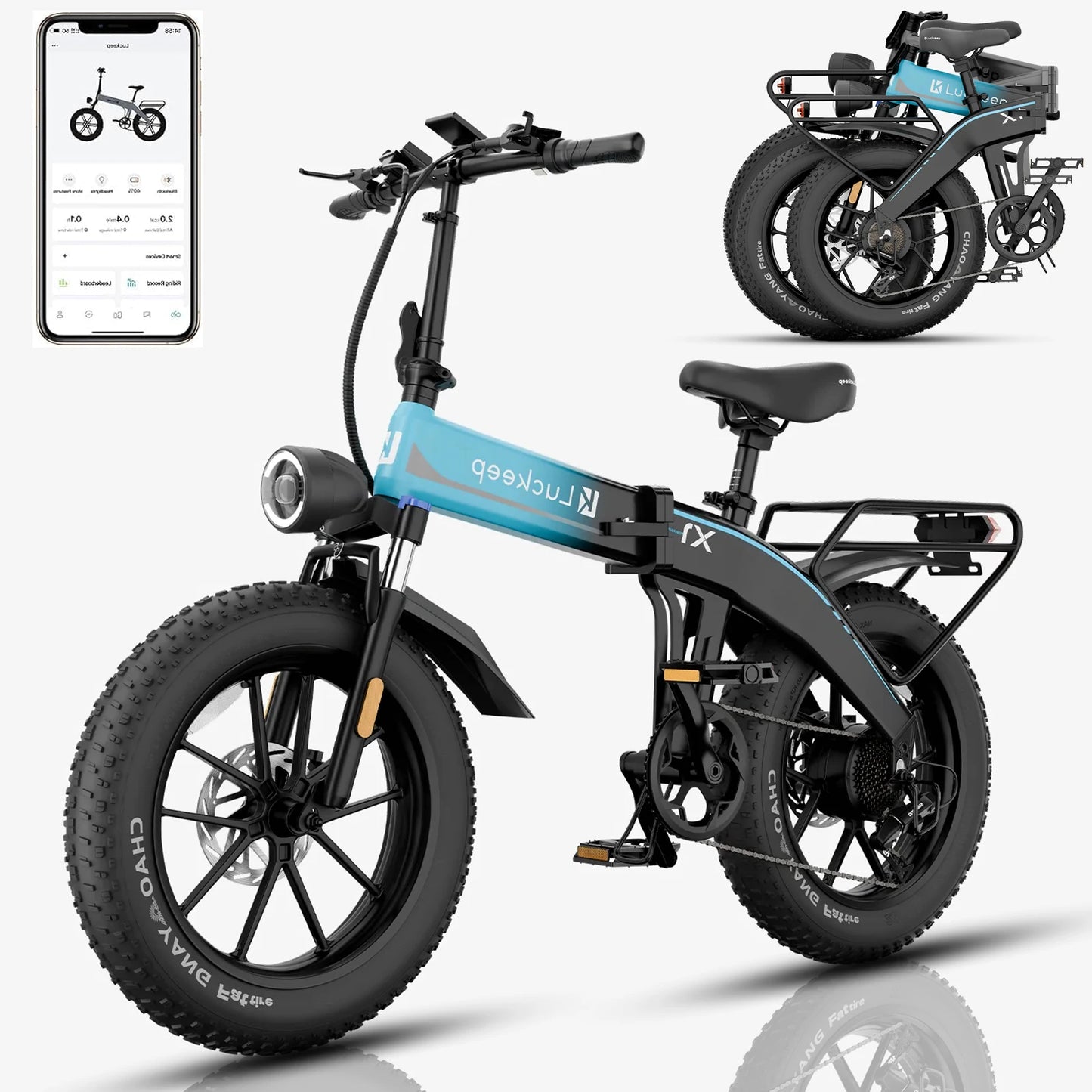 Folding Electric Bicycle 20x4.0" 1400W,28Mph,60Mile,48V 15AH,Urban Commuting Adult Electric Bicycle