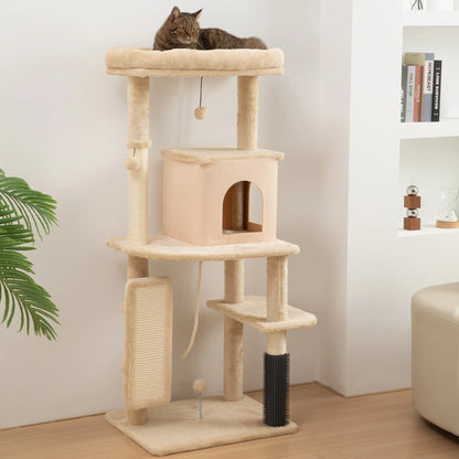Pawhut Large Cat Scratching Tree Height Beige