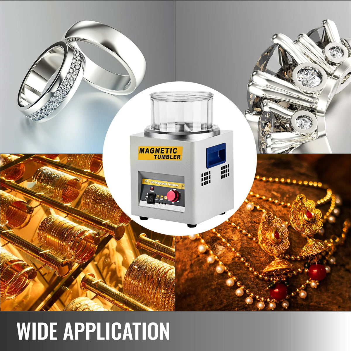 SucceBuy KT-185 Magnetic Tumbler Jewelry Polisher Mini Metal Finisher Finishing Machine 110V/220V Gold Precision Parts Polisher