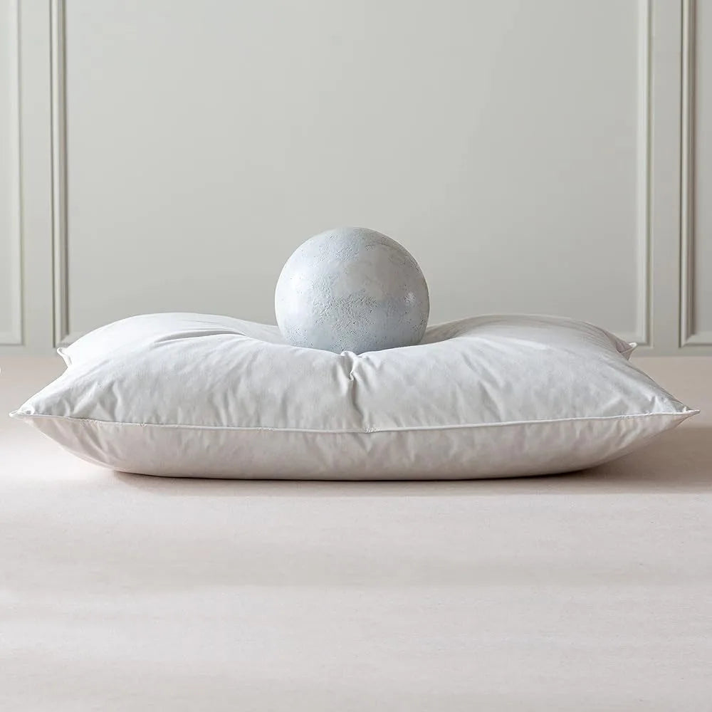 Duck Feathers and Down White Pillows with 100% Cotton Cover, Bed Sleeping Hotel Collection Pillows Set of 2