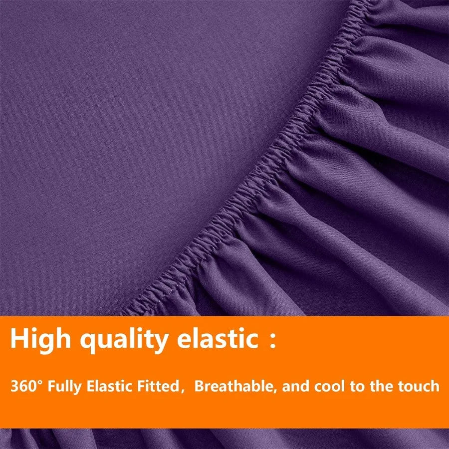 Purple Full Size Bed in a Bag Comforter Set 7 Pieces All Season Soft Quilted Warm Fluffy Reversible Bedding with Flat Sheet Fit