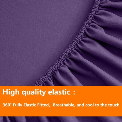 Purple Full Size Bed in a Bag Comforter Set 7 Pieces All Season Soft Quilted Warm Fluffy Reversible Bedding with Flat Sheet Fit