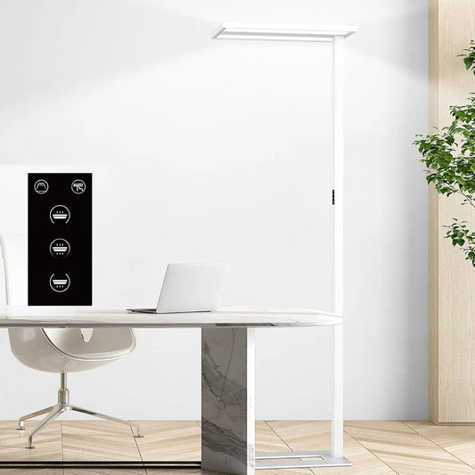 100W Modern LED Floor Lamp with Motion Sensor, 76-inch Full-Spectrum Light for Bright Office Illumination
