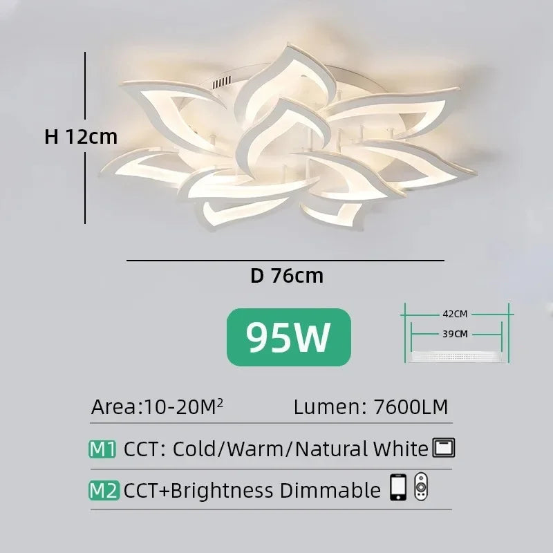 Postmodern Nordic Minimalist LED Ceiling Light Flower Shaped Acrylic Creative Bedroom Living Room Light Home Ceiling Light